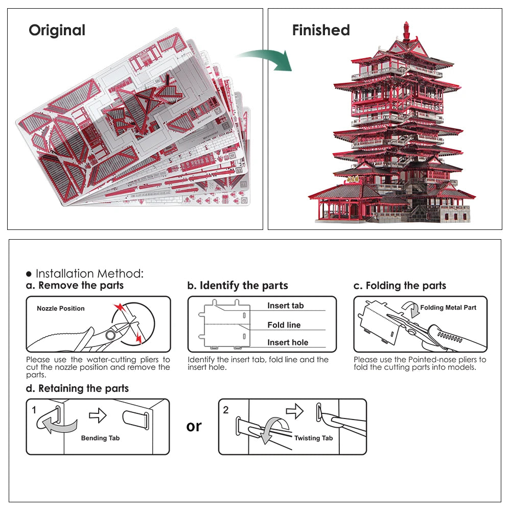 3D Metall-Puzzle - Yuewang Turm