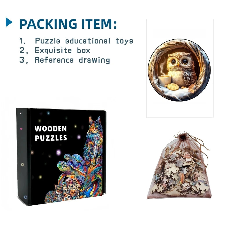 3D Holz-Puzzle - Höhleneule und Igel