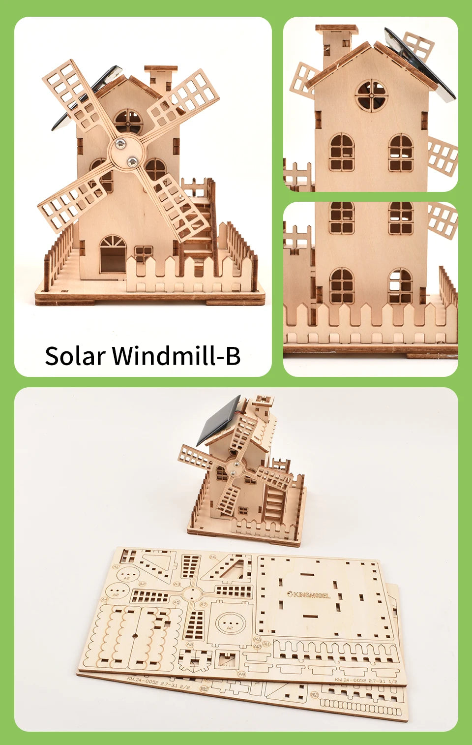 3D Holz-Puzzle - Solar-Windmühle