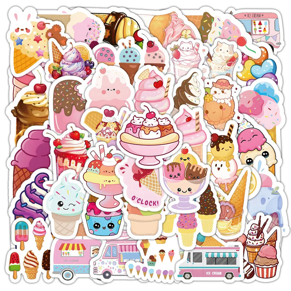 Sticker‑Set - Eiscreme Sommer‑Sticker (10‑50 Stk.)