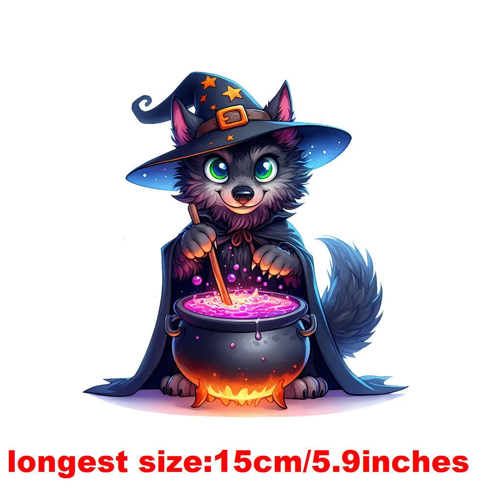 Bügelaufkleber - 15cm Halloween Zauberwolf