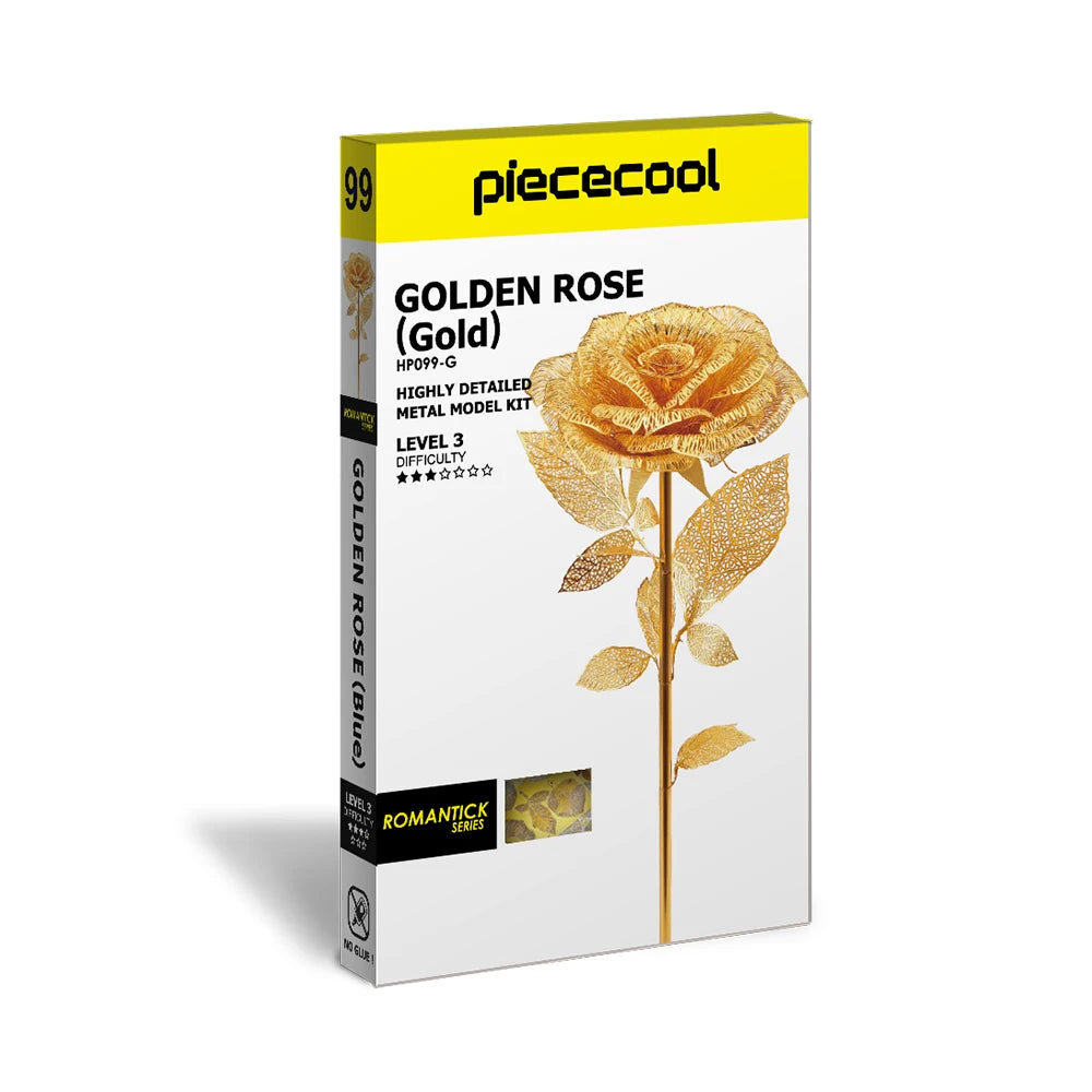 3D Metall-Puzzle - Goldene Rose