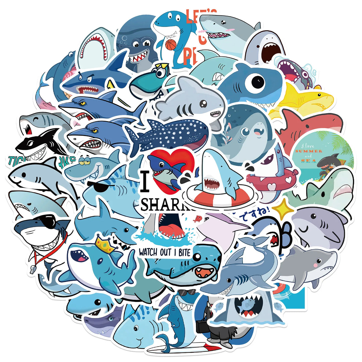 Sticker-Set - 50 Haie