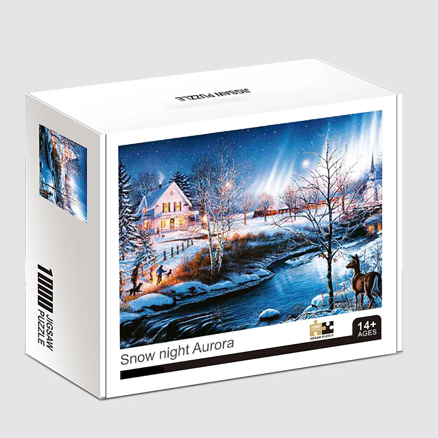 1000 Teile Puzzle - Schnee und Nordlichter