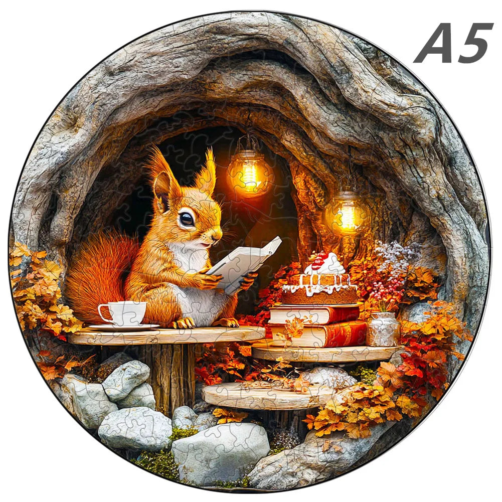 3D Holz-Puzzle - Höhleneule und Igel