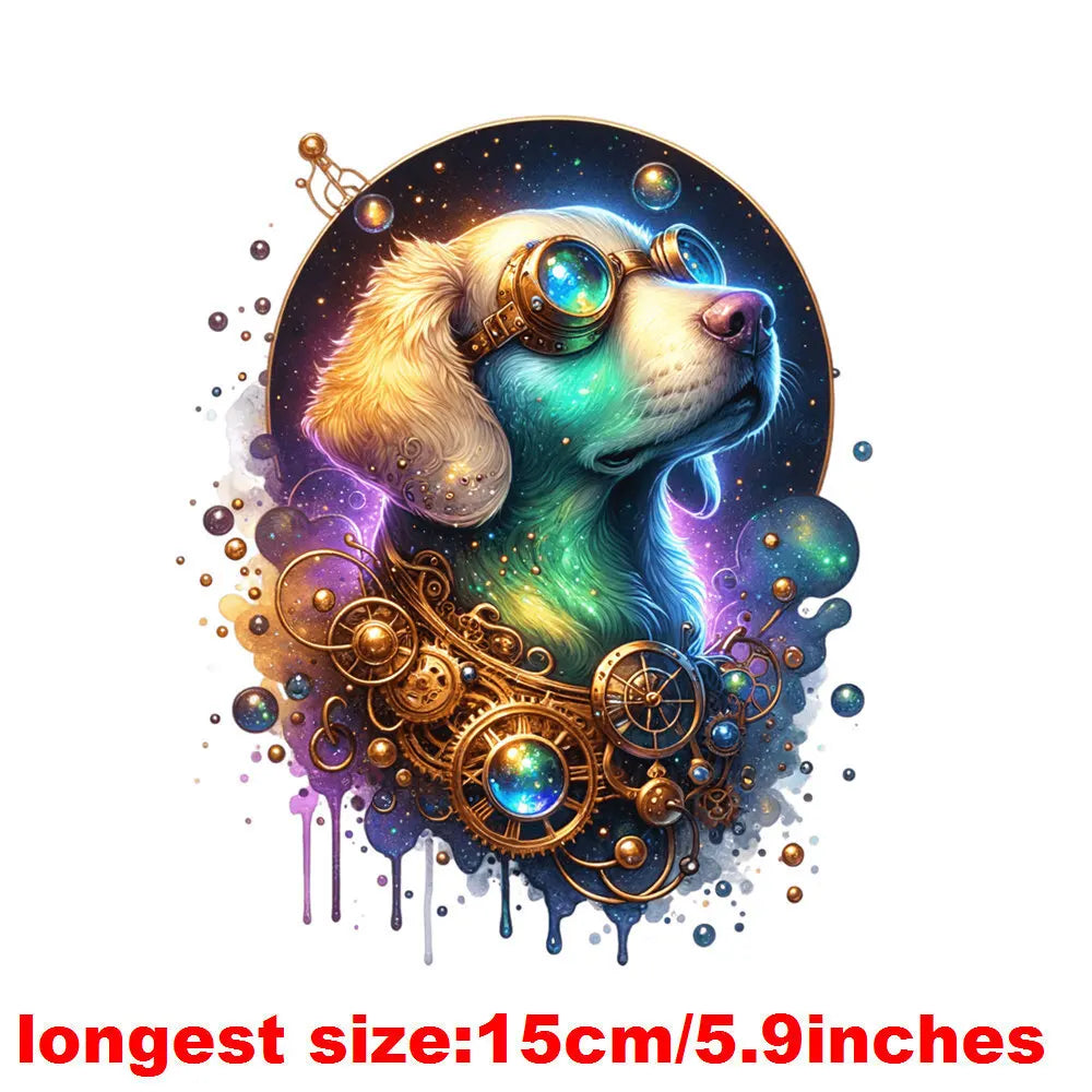 Bügelaufkleber - 15cm Steampunk Tiere