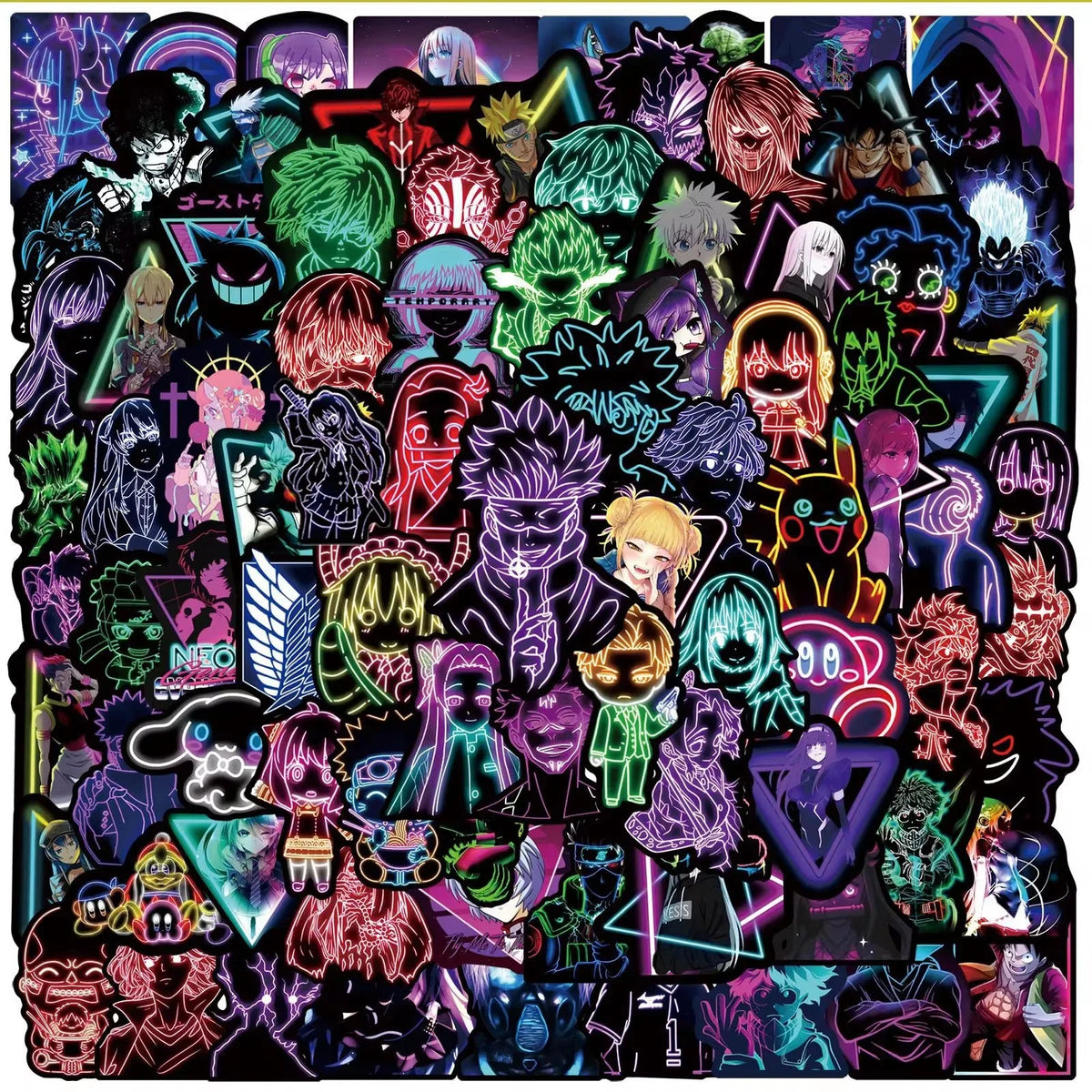 Sticker‑Set - Anime Mix Neon‑Sticker (50 / 100 Stk.)