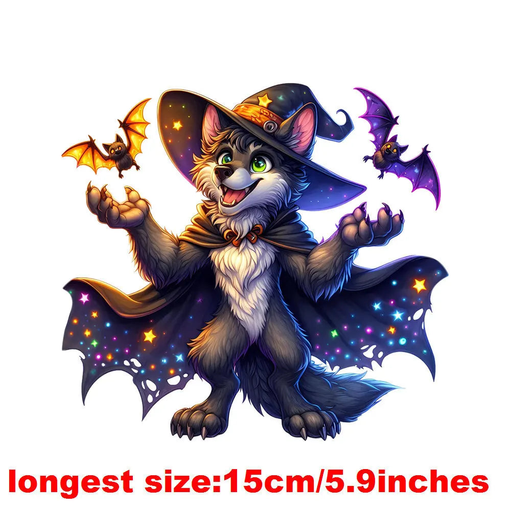 Bügelaufkleber - 15cm Halloween Zauberwolf