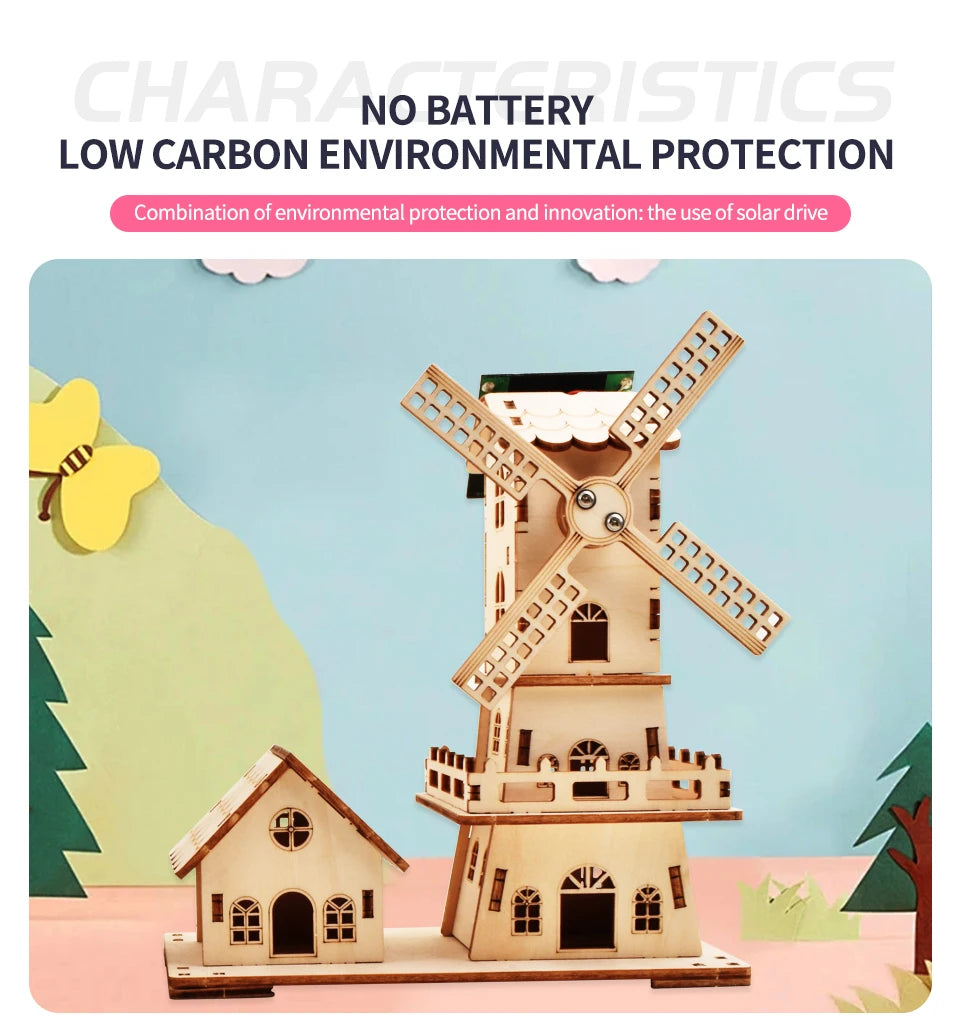 3D Holz-Puzzle - Solar-Windmühle