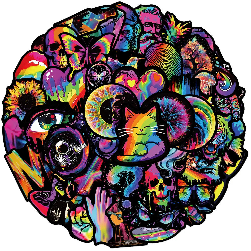 Sticker-Set - 50 Schwarzrand-Regenbogen