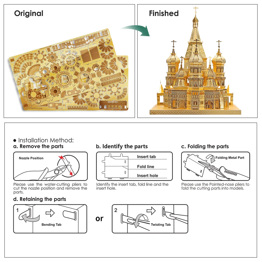 3D Metall-Puzzle - Basilius-Kathedrale
