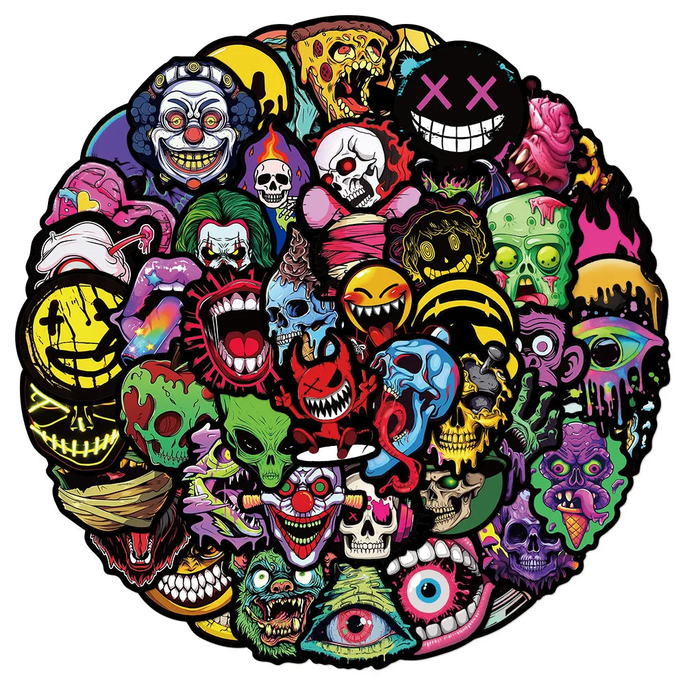 Sticker-Set - 50 Horror-Totenköpfe