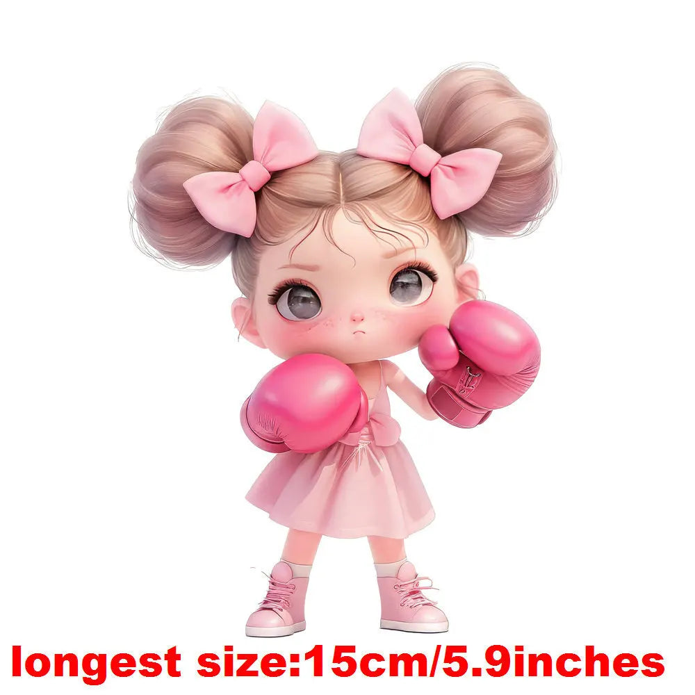 Bügelaufkleber - 15cm Boxendes Mädchen