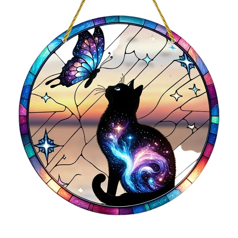 Sonnenfänger - Galaxie-Katze mit Schmetterling
