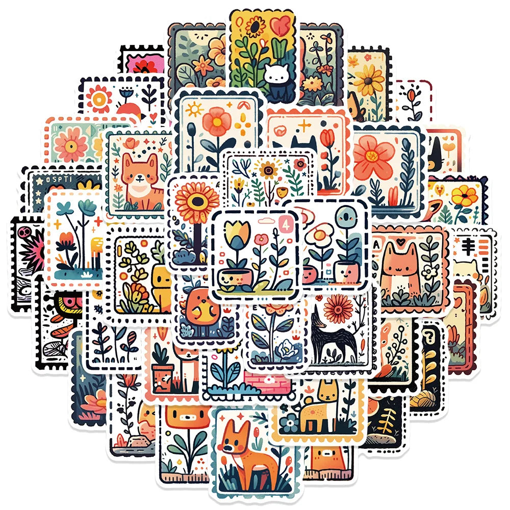Sticker-Set - 50 Retro-Tiere