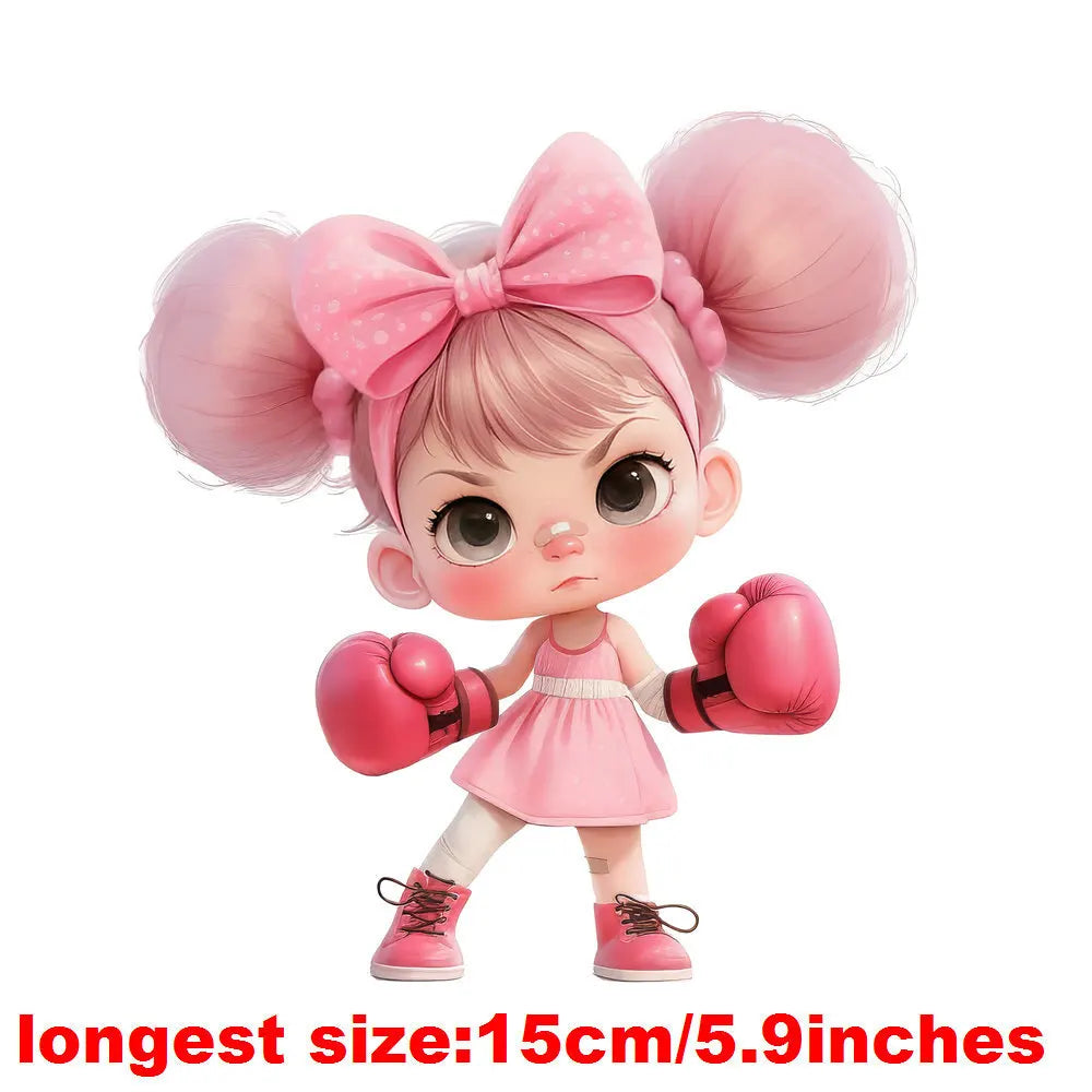 Bügelaufkleber - 15cm Boxendes Mädchen