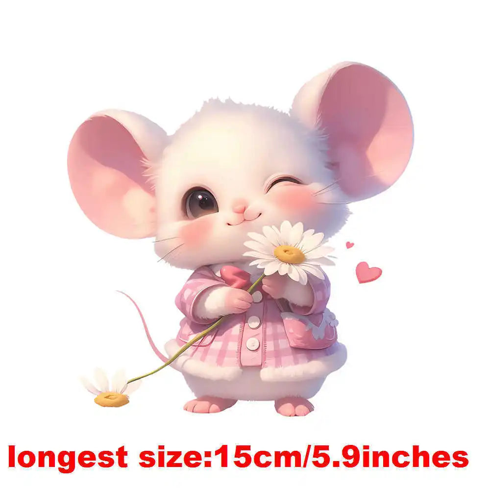 Bügelaufkleber - 15cm Maiglöckchen mit Maus