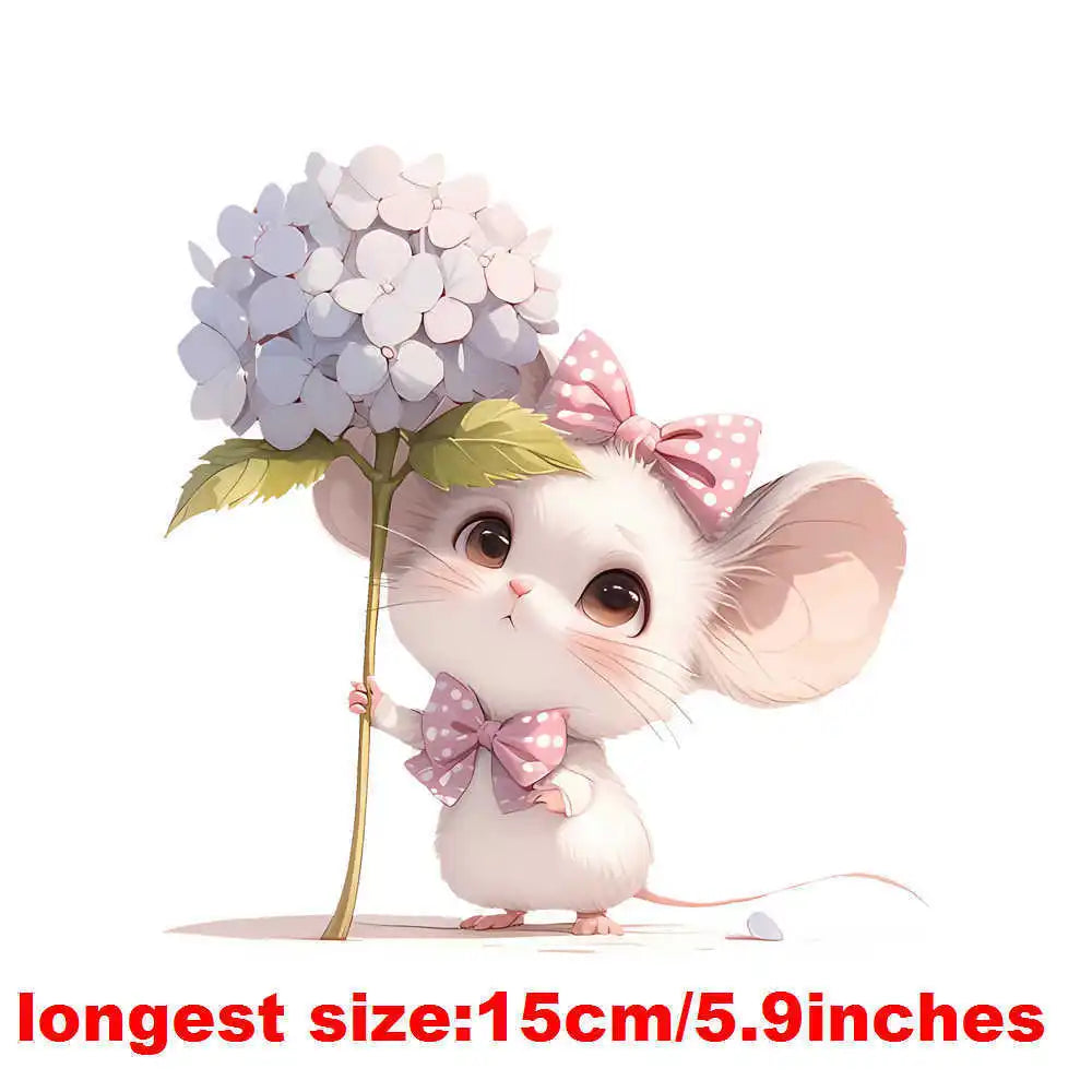 Bügelaufkleber - 15cm Maiglöckchen mit Maus