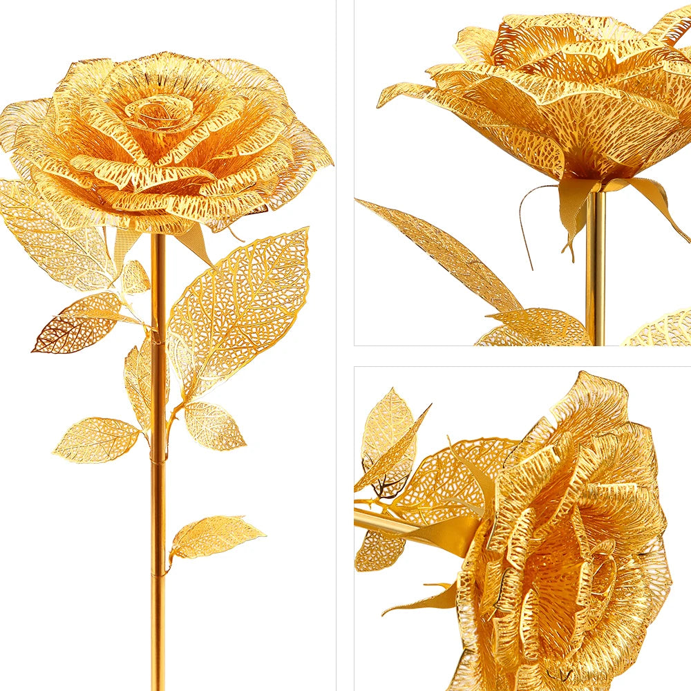3D Metall-Puzzle - Goldene Rose