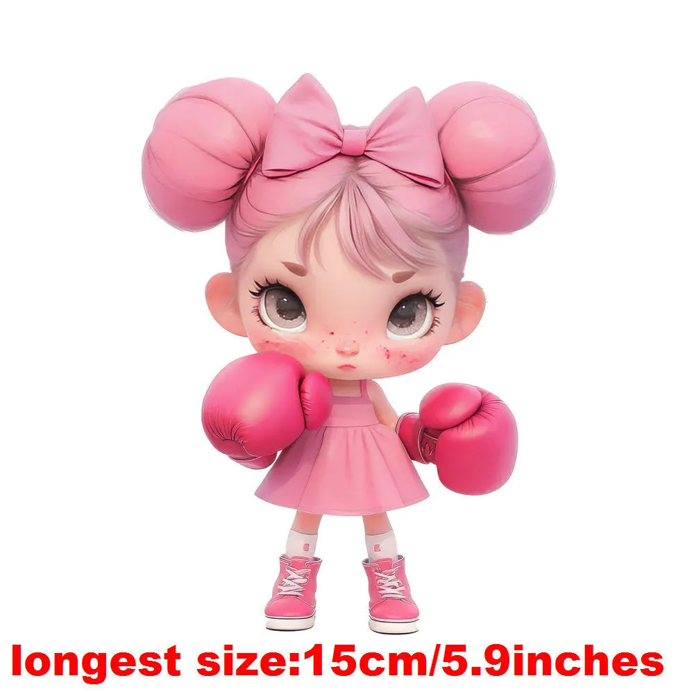 Bügelaufkleber - 15cm Boxendes Mädchen