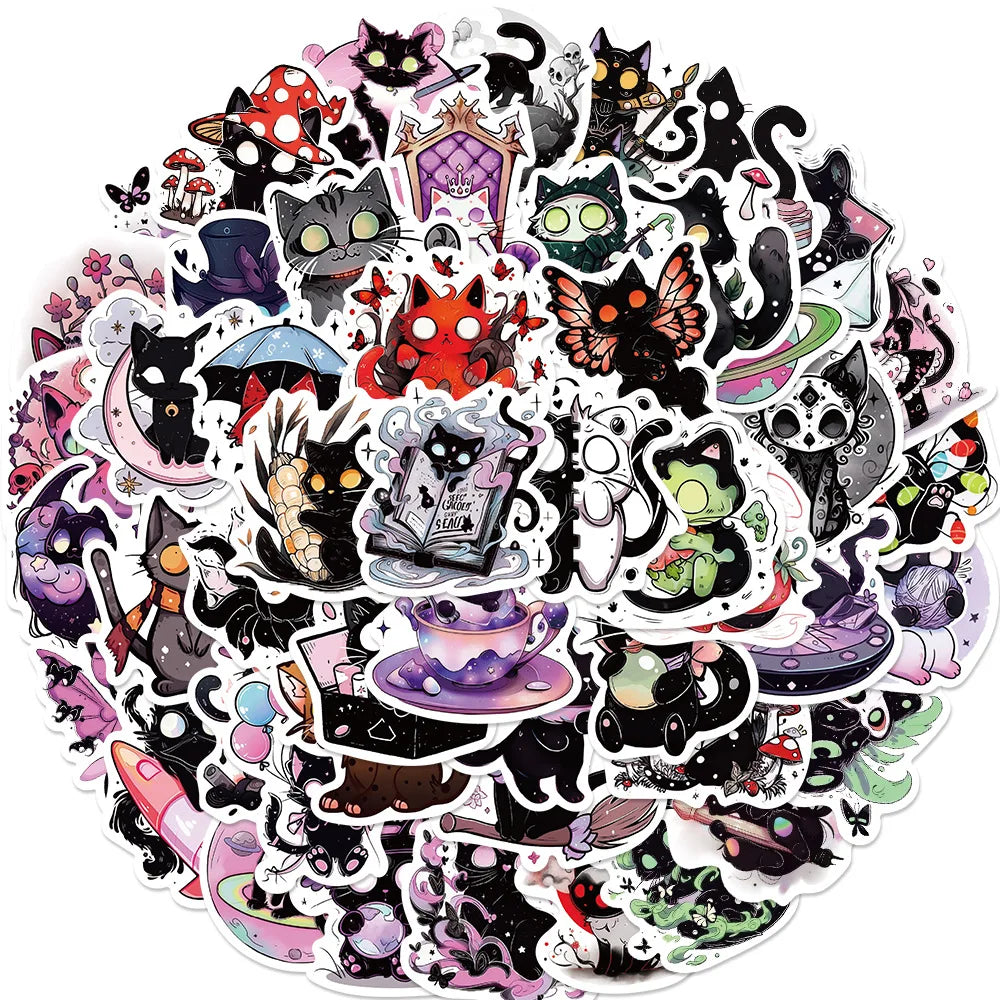 Sticker-Set - 50 Schwarze Katzen