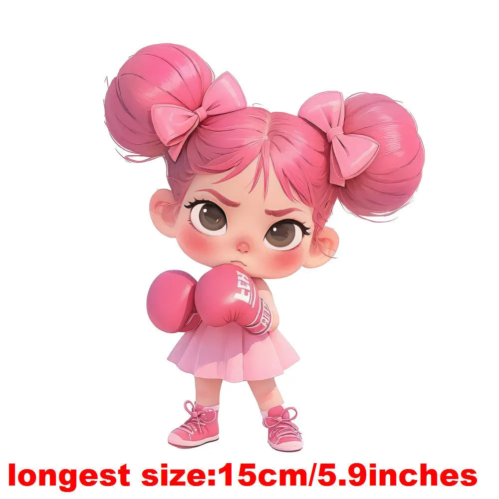 Bügelaufkleber - 15cm Boxendes Mädchen