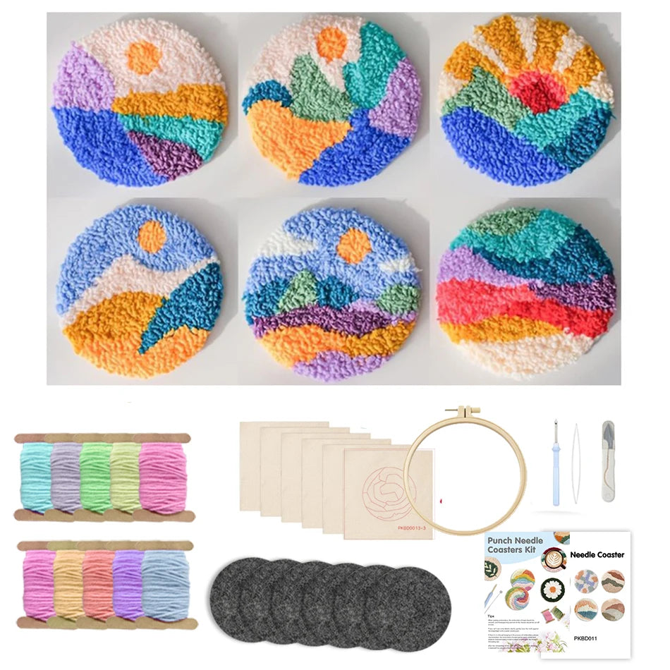 Knüpfset - 6 Sonnenuntergang-Untersetzer