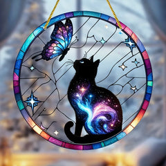 Sonnenfänger - Galaxie-Katze mit Schmetterling