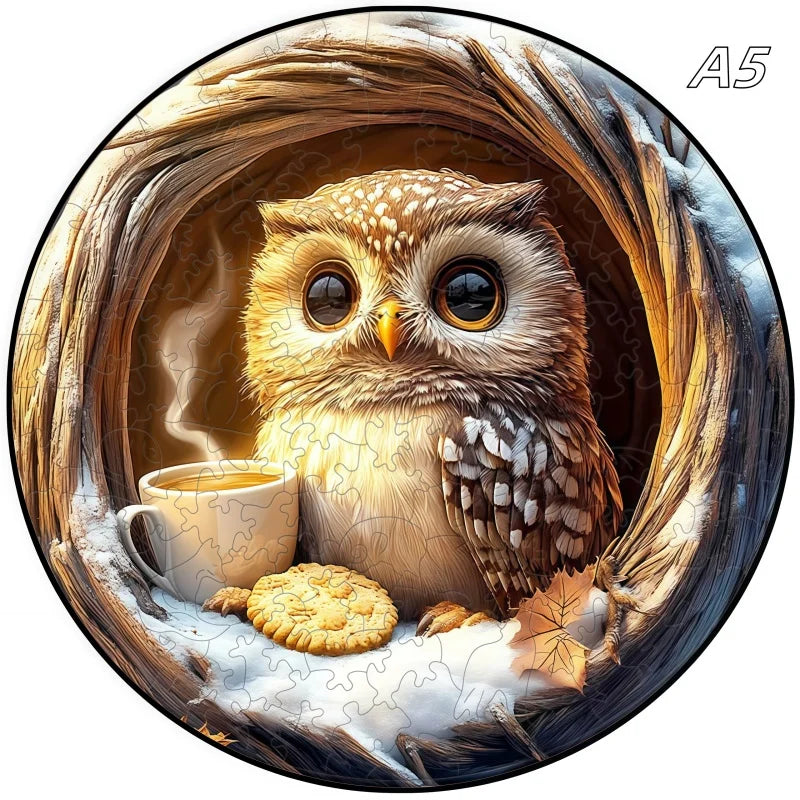 3D Holz-Puzzle - Höhleneule und Igel