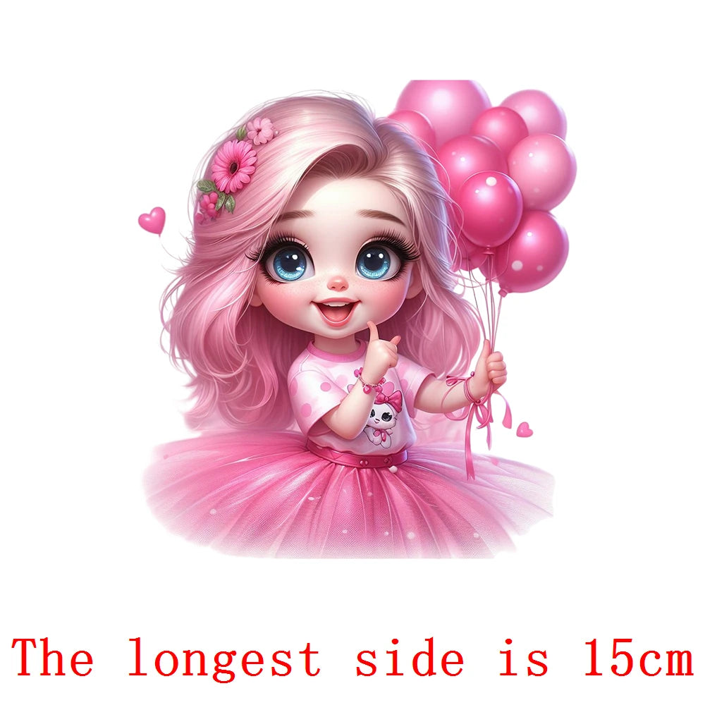 Bügelaufkleber - 15cm Rosa Prinzessin