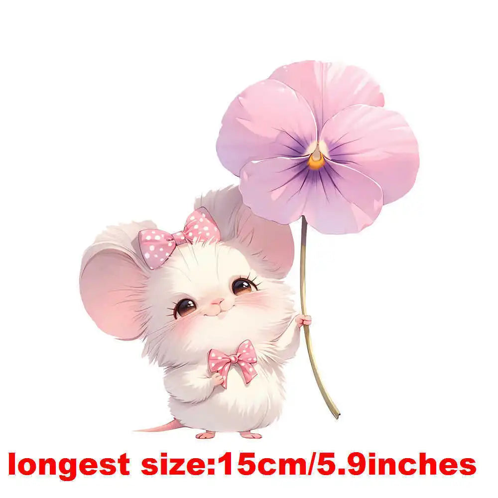 Bügelaufkleber - 15cm Maiglöckchen mit Maus