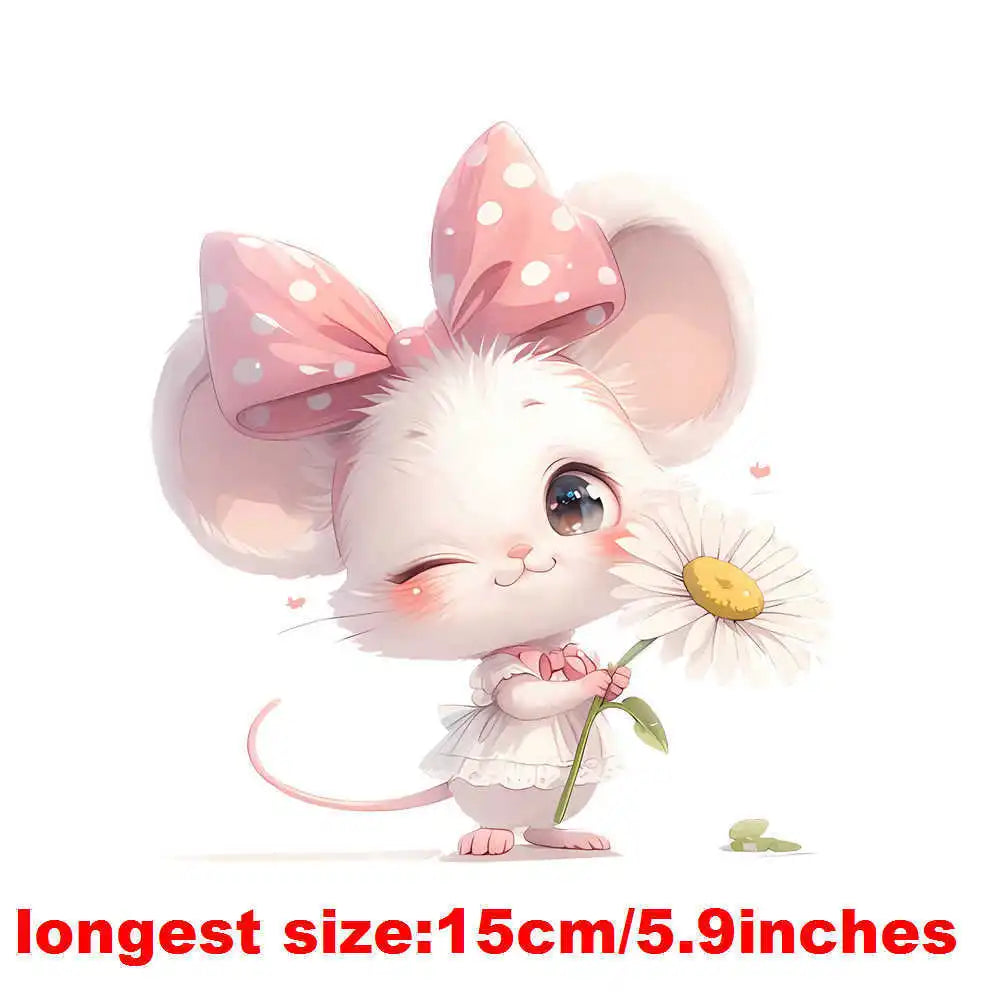 Bügelaufkleber - 15cm Maiglöckchen mit Maus