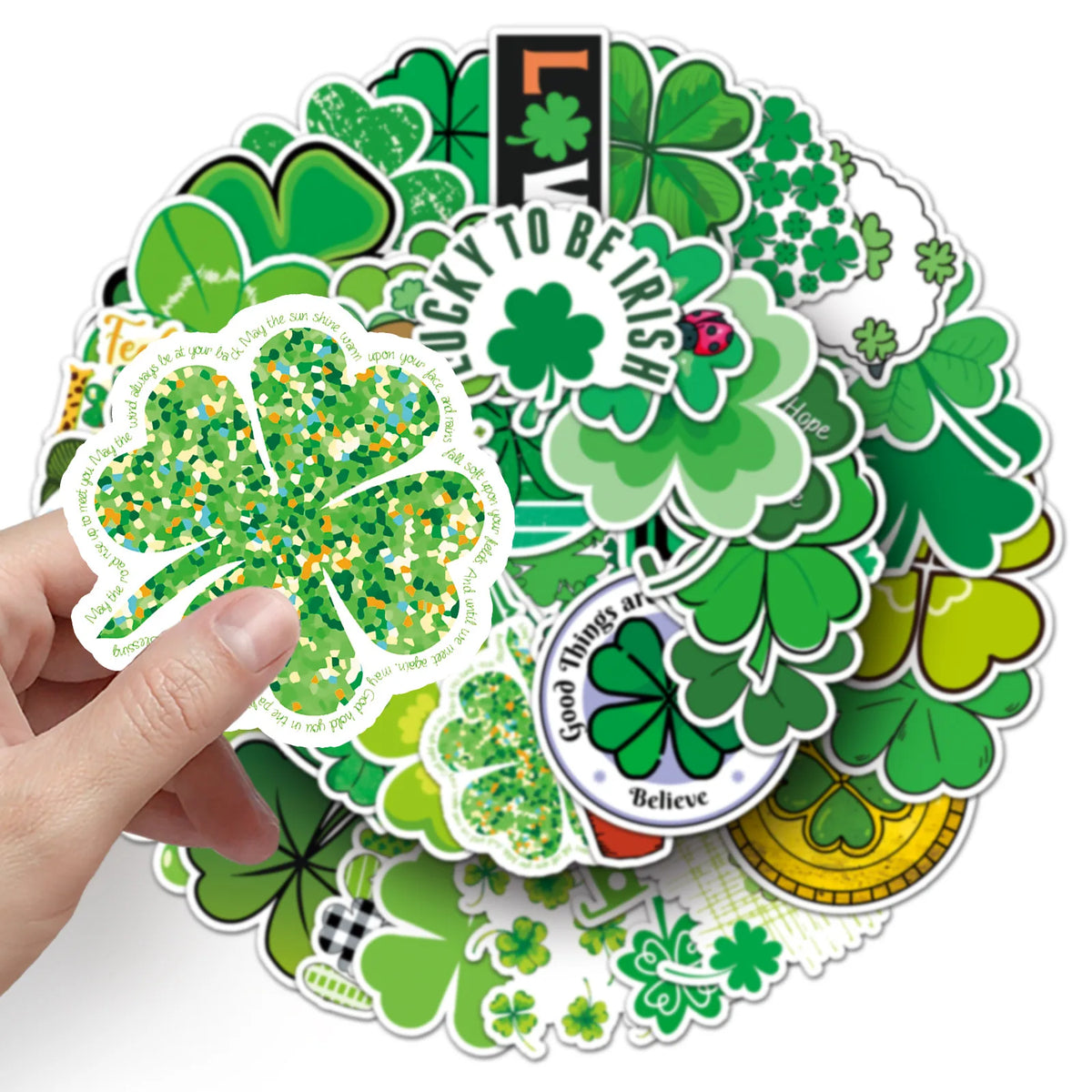 Sticker-Set - Vierblättriges Kleeblatt (10/30/50 Stück)