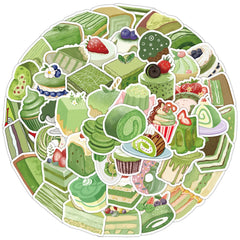 Sticker‑Set - Dessert‑Sticker Matcha Kuchen (10‑50 Stk.)