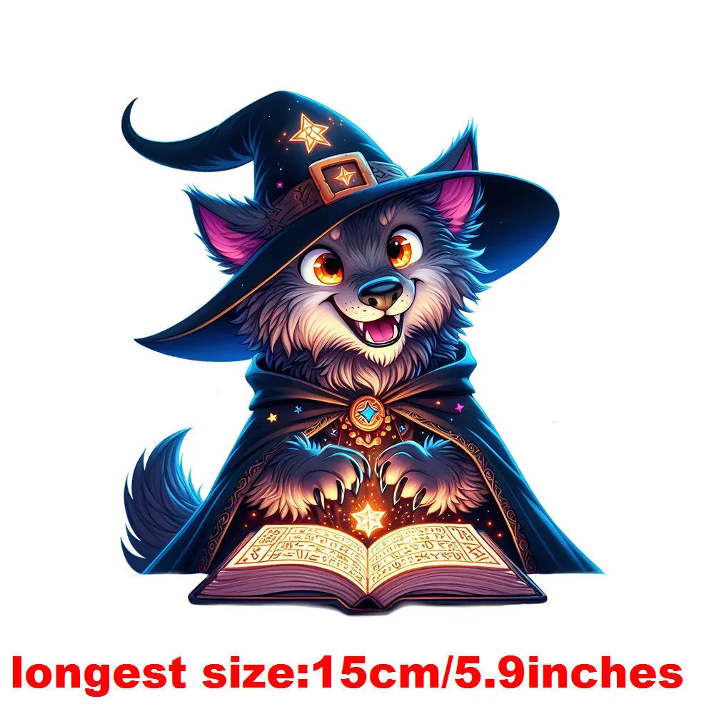 Bügelaufkleber - 15cm Halloween Zauberwolf