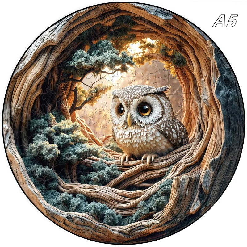 3D Holz-Puzzle - Höhleneule und Igel