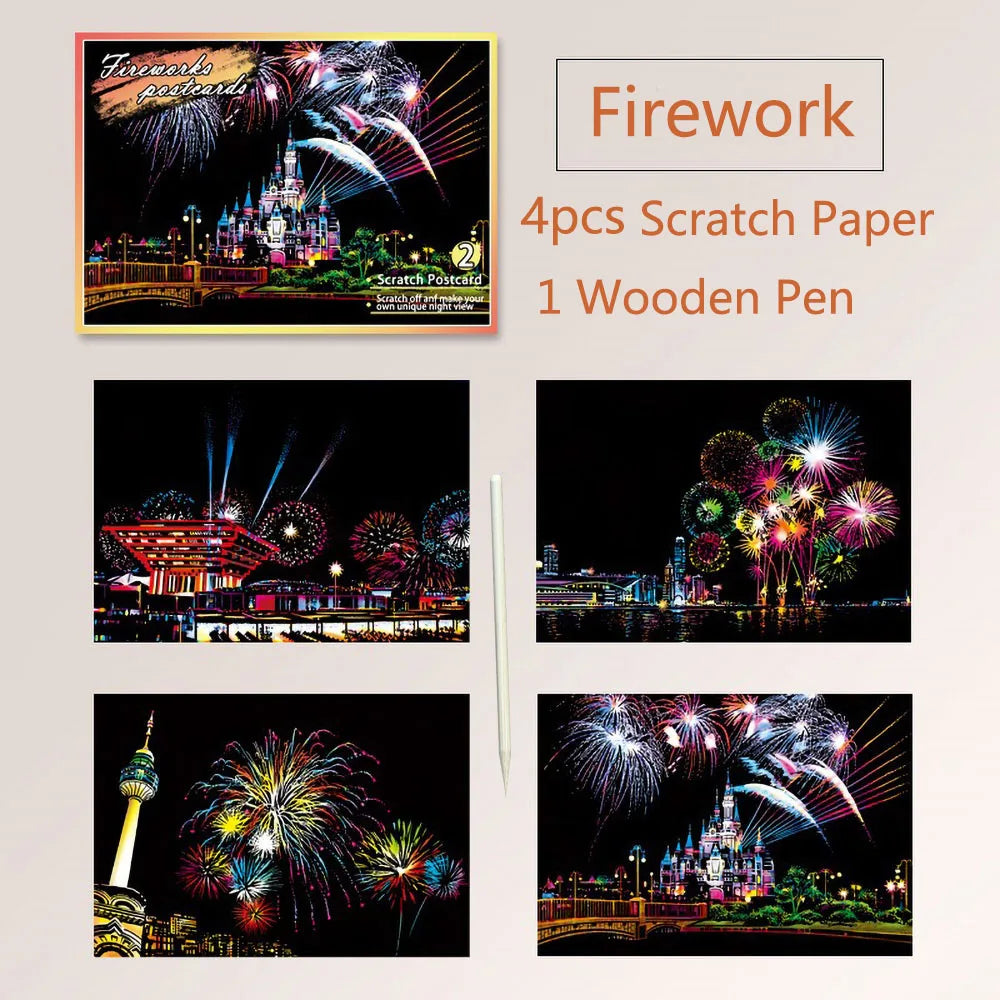 Kratzbild-Set - 20×14cm Nachtszenen