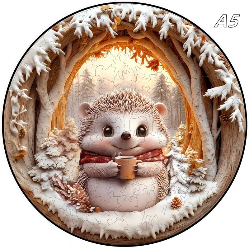 3D Holz-Puzzle - Höhleneule und Igel
