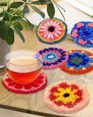 Knüpfset - 6 Blumen-Untersetzer