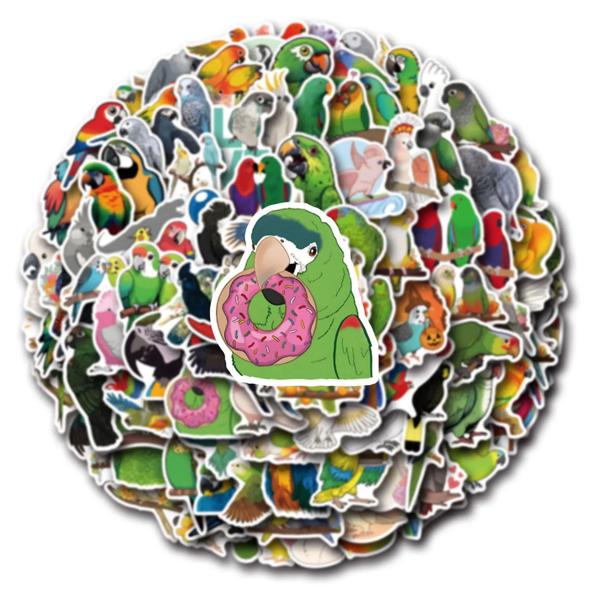 Sticker-Set - Papageien (10/30/50/110 Stück)