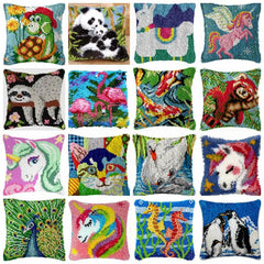 Knüpfset - Faultier & Schildkröte Stick‑Kissen‑Set