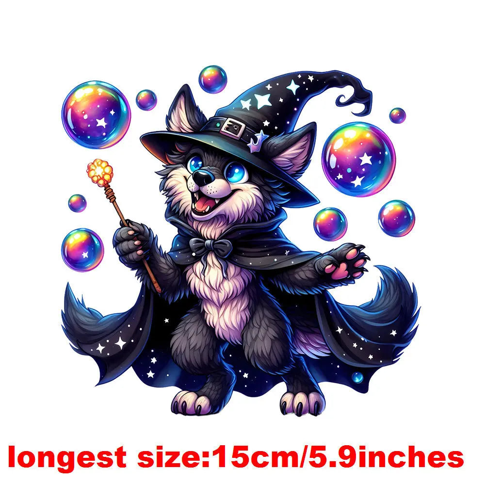 Bügelaufkleber - 15cm Halloween Zauberwolf