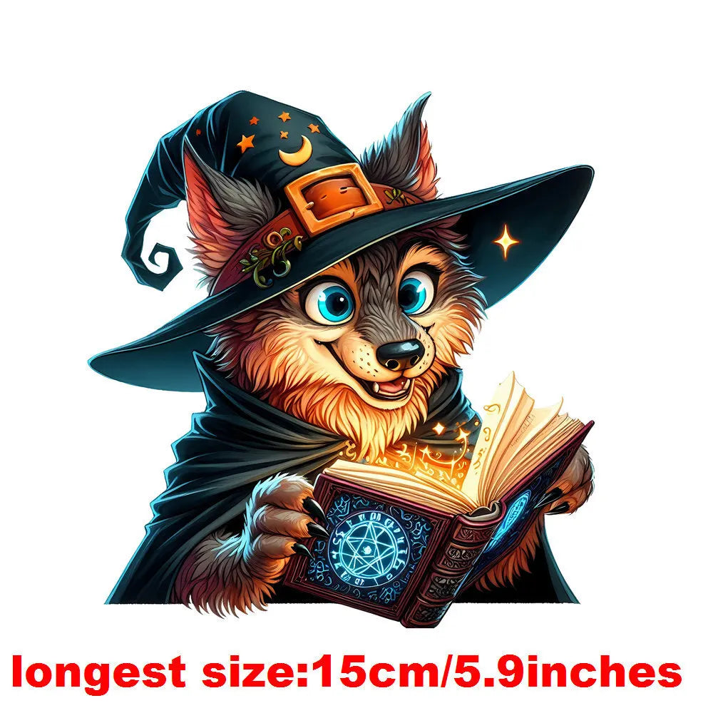 Bügelaufkleber - 15cm Halloween Zauberwolf