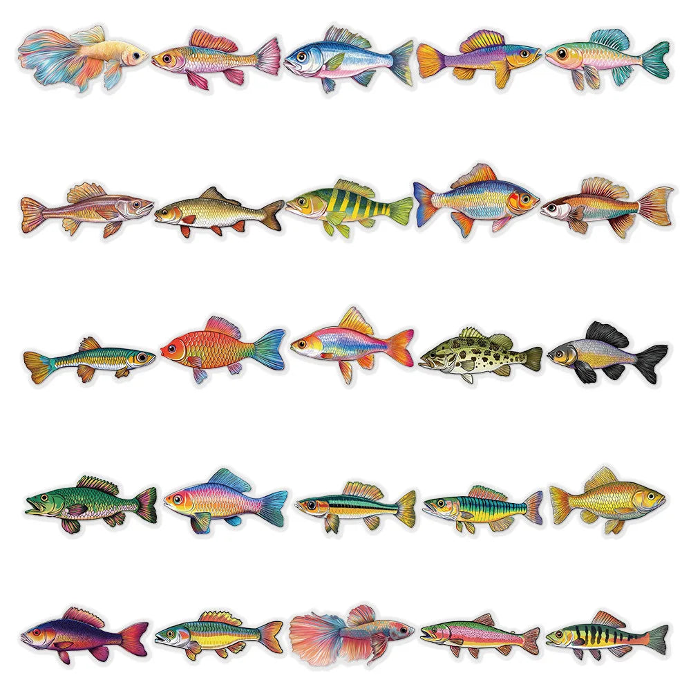 Sticker-Set - Transparente Fische (10/30/50 Stück)