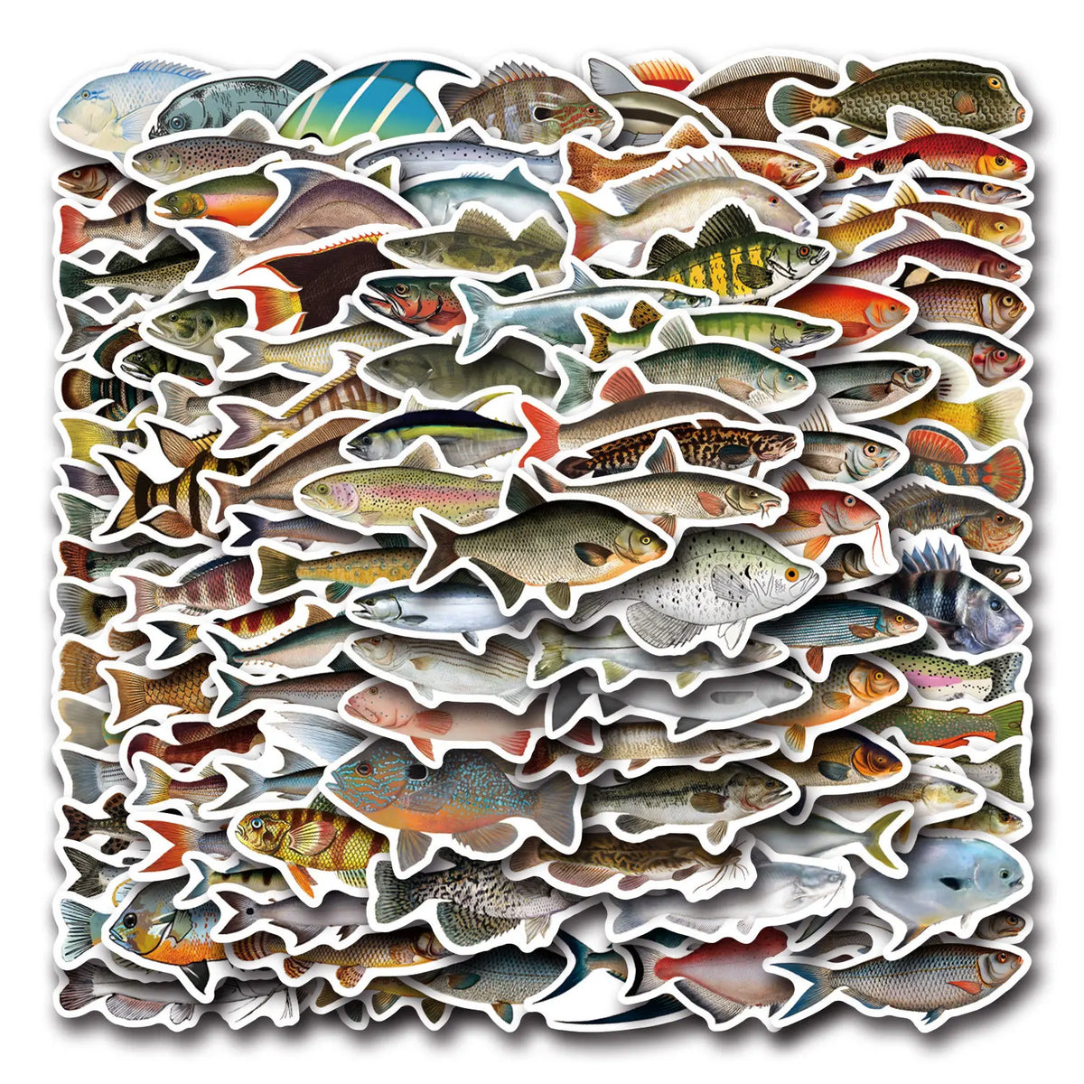 Sticker-Set - Realistische Fische (10/30/50/110 Stück)