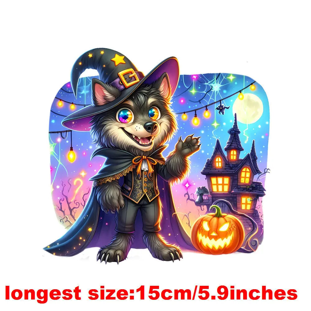 Bügelaufkleber - 15cm Halloween Zauberwolf