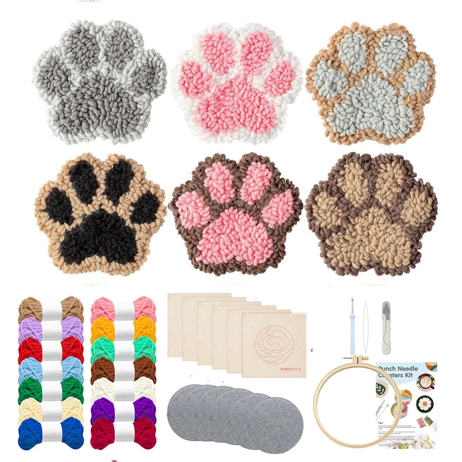 Knüpfset - 6 Hunde- und Katzenpfoten