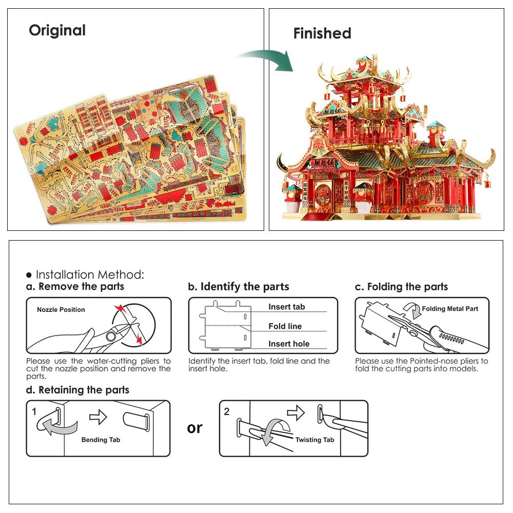 3D Metall-Puzzle - Chinesische Gebäude