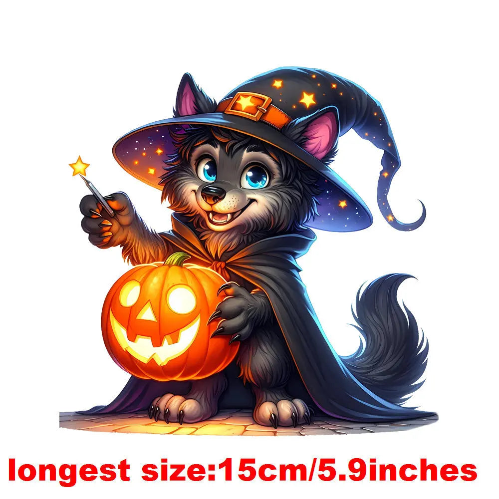 Bügelaufkleber - 15cm Halloween Zauberwolf