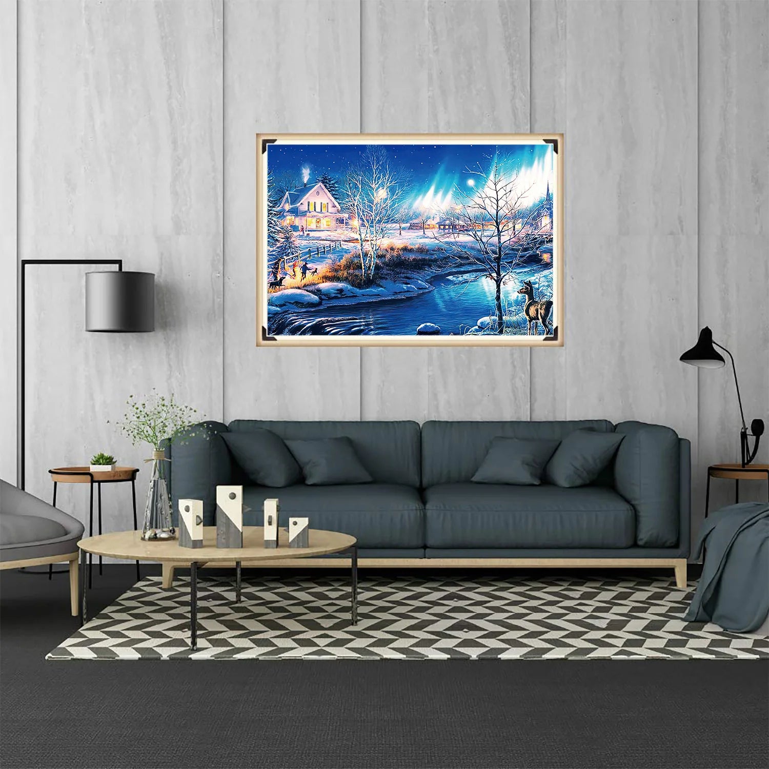1000 Teile Puzzle - Schnee und Nordlichter